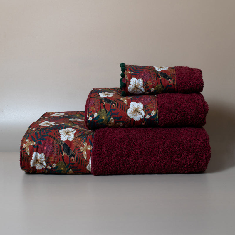 Βαμβακερή Χειροποίητη Πετσέτα Forest Μπορντό