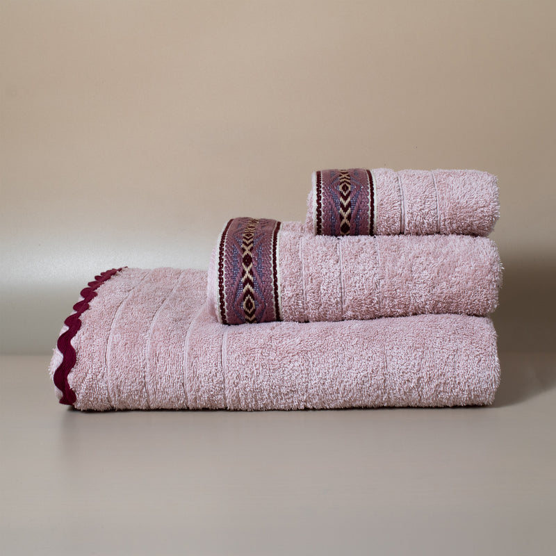 Βαμβακερή Χειροποίητη Πετσέτα Lima Ροζ