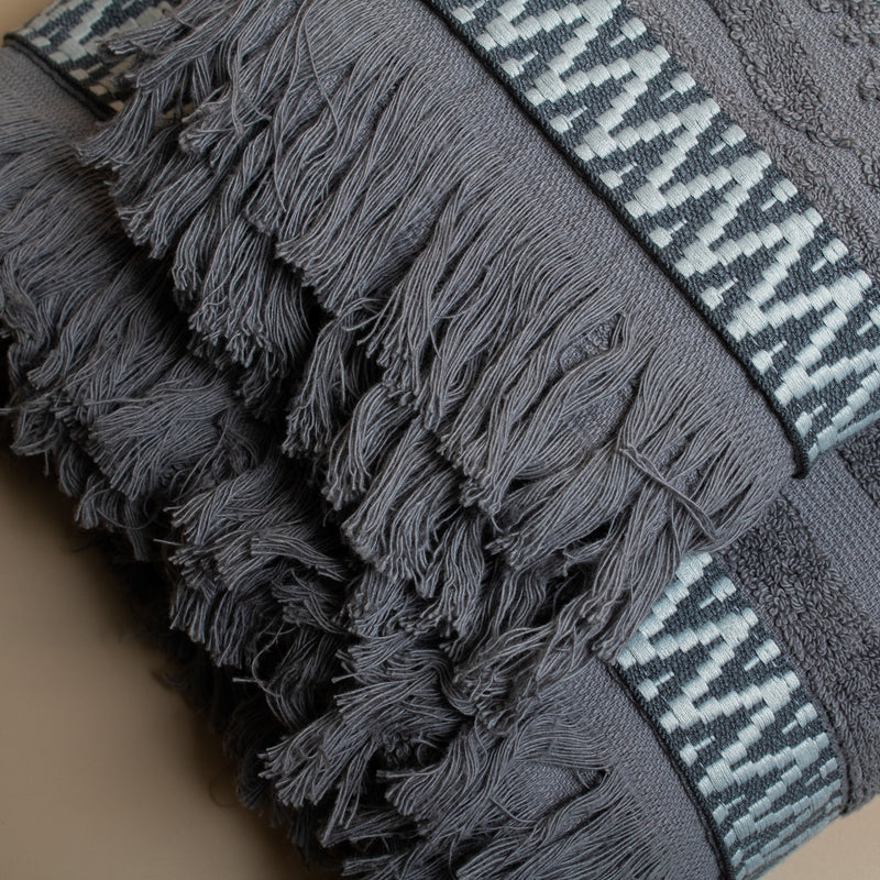 Βαμβακερή Χειροποίητη Πετσέτα Roots Γκρι