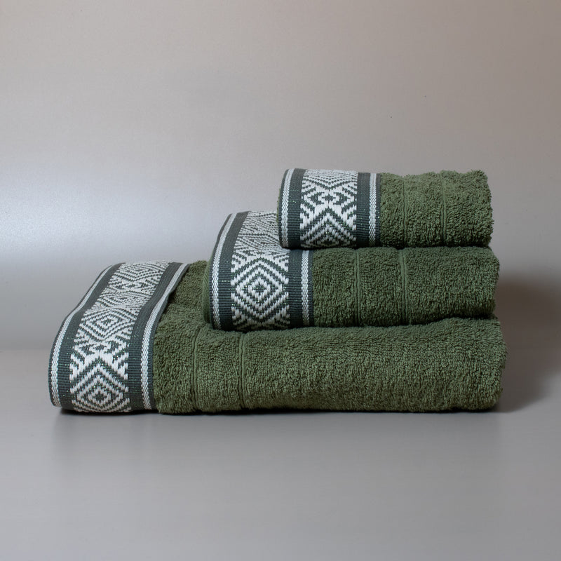 Βαμβακερή Χειροποίητη Πετσέτα Roney Πράσινη