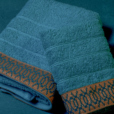 Σετ Βαμβακερές Χειροποίητες Πετσέτες Belford Gold Πετρόλ