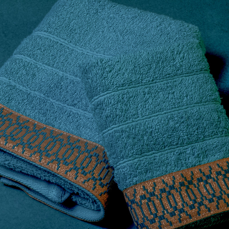 Σετ Βαμβακερές Χειροποίητες Πετσέτες Belford Gold Πετρόλ