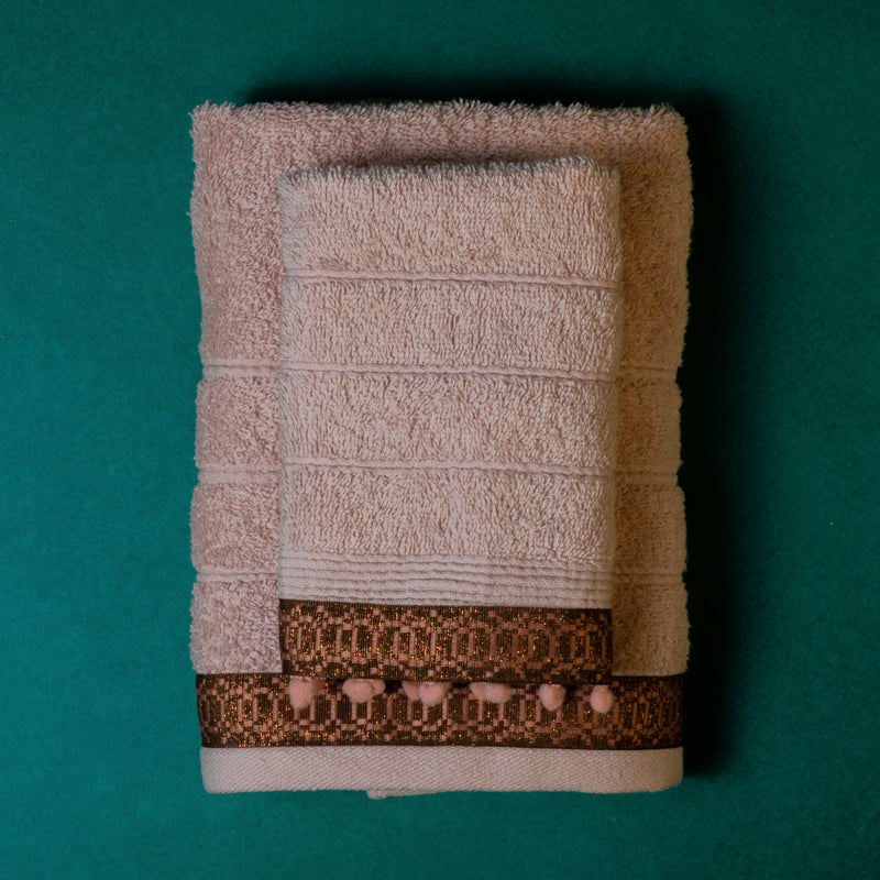 Σετ Βαμβακερές Χειροποίητες Πετσέτες Golf Leaf Ροζ