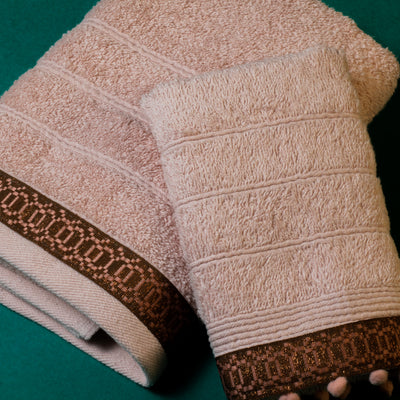 Σετ Βαμβακερές Χειροποίητες Πετσέτες Golf Leaf Ροζ