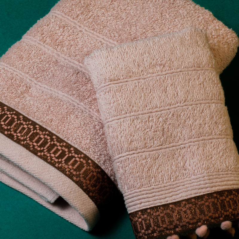 Σετ Βαμβακερές Χειροποίητες Πετσέτες Golf Leaf Ροζ