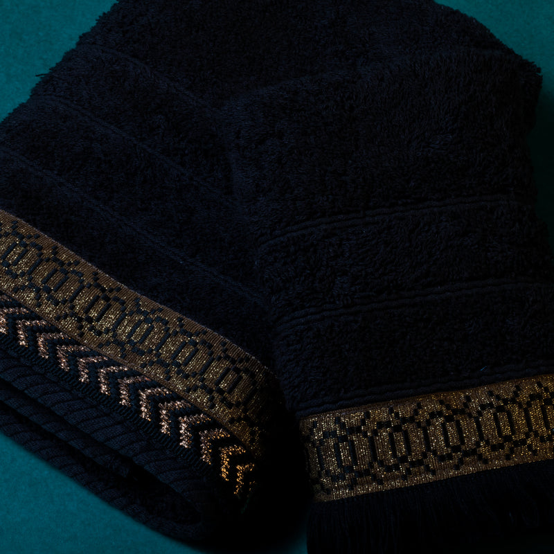 Σετ Βαμβακερές Χειροποίητες Πετσέτες Golf Leaf Μαύρες