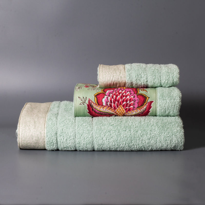 Βαμβακερή Χειροποίητη Πετσέτα Pia Multi Πράσινη