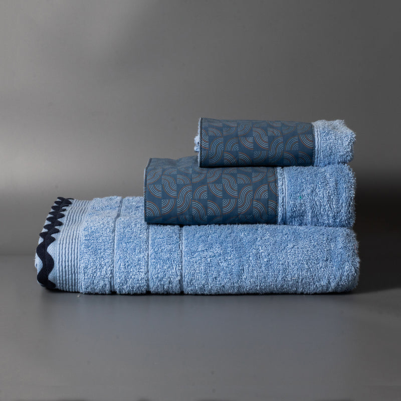 Σετ Βαμβακερές Χειροποίητες Πετσέτες Divel Μπλε
