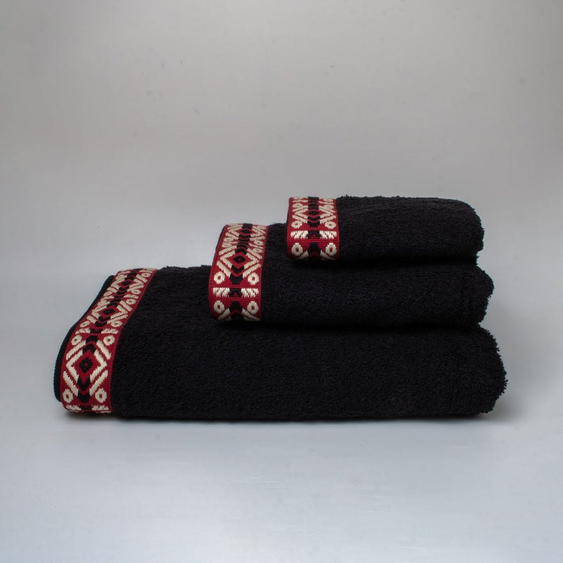 Σετ Βαμβακερές Πετσέτες Red Knit Μαύρες