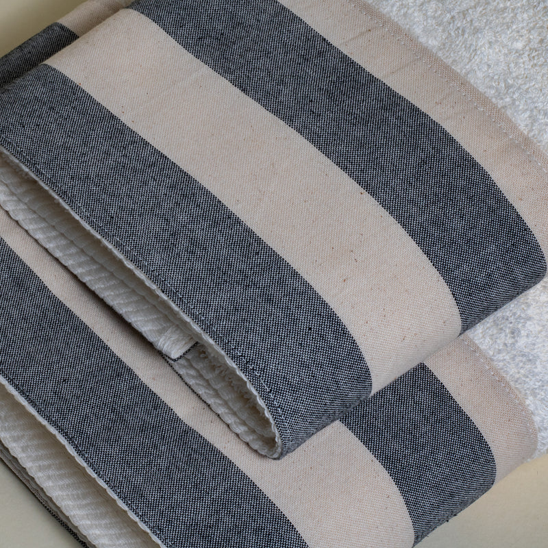 Βαμβακερή Χειροποίητη Πετσέτα Marine Stripe Blue Λευκή