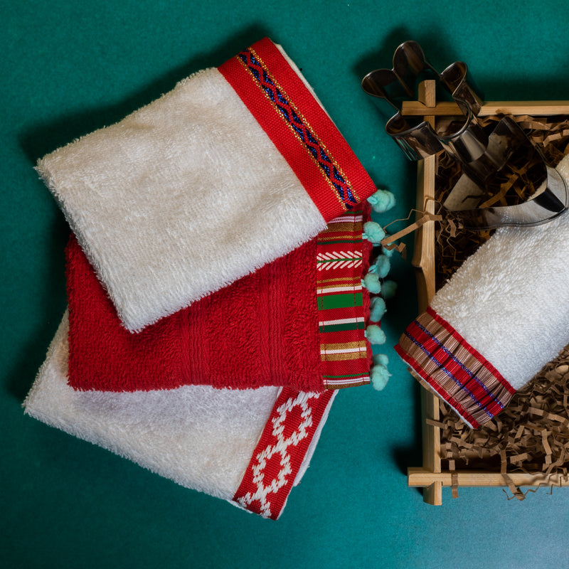 Giftbox Red Stripe (Σετ 4 Λαβέτες)