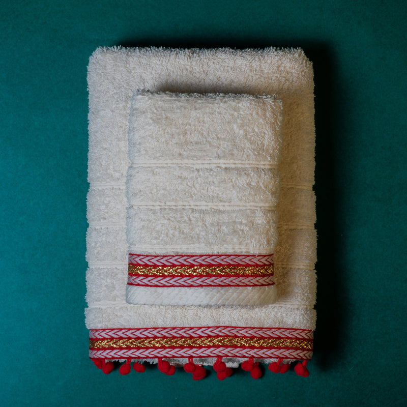 Σετ Βαμβακερές Χειροποίητες Πετσέτες Kelany Λευκές