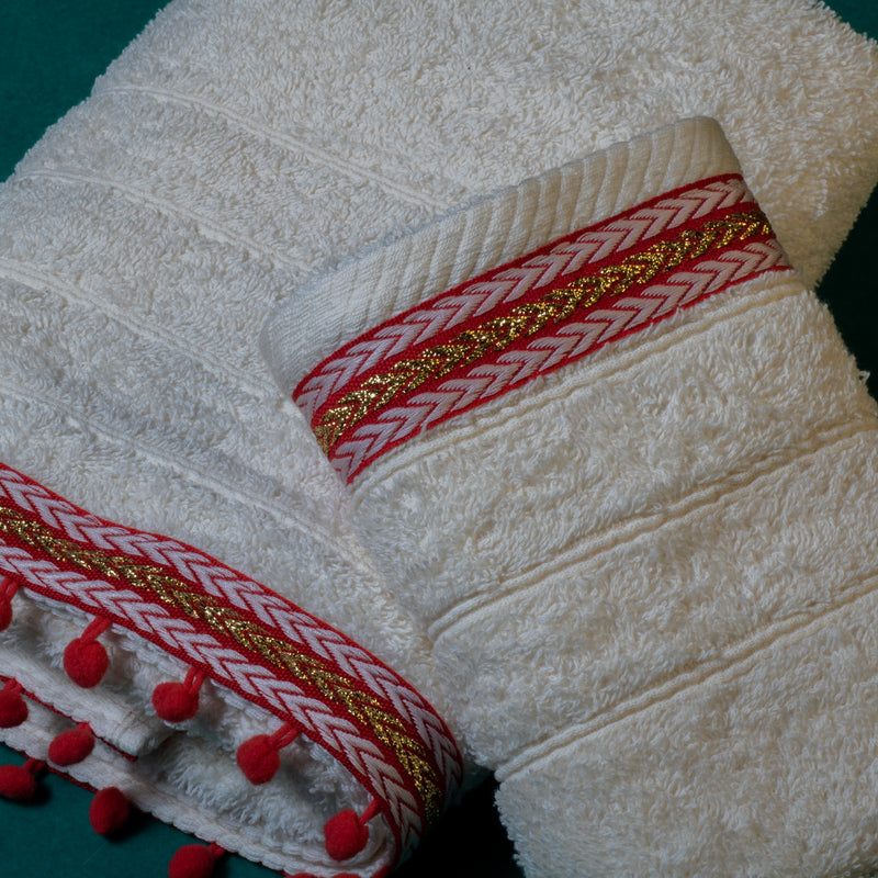 Σετ Βαμβακερές Χειροποίητες Πετσέτες Kelany Λευκές