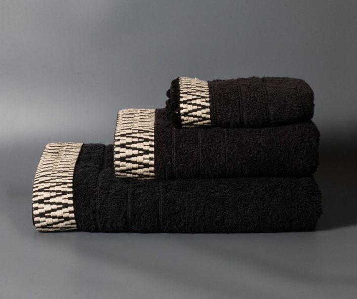 Βαμβακερή Χειροποίητη Πετσέτα Gilma Μαύρη