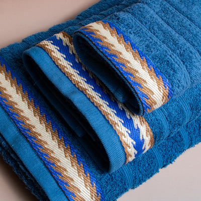 Βαμβακερή Χειροποίητη Πετσέτα Blue Knit Μπλε