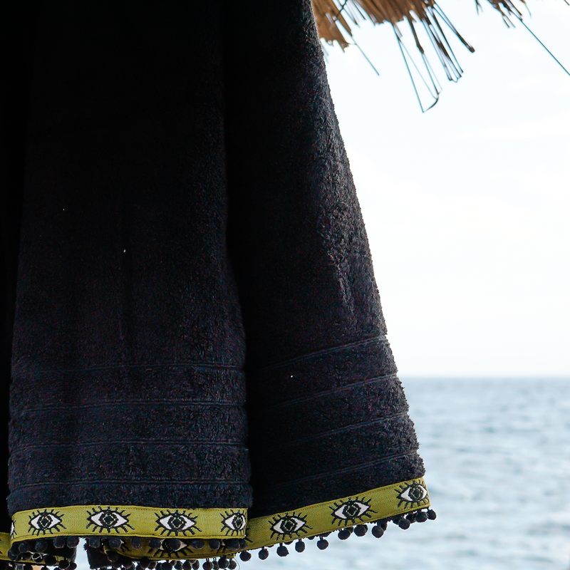 Πετσέτα Θαλάσσης Eye Patchwork Olive Μαύρη